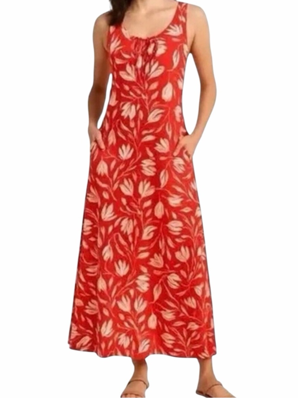 CAbi Red/White Tulip Floral Sleeveless " Tea Room Maxi Dress #6393 L
